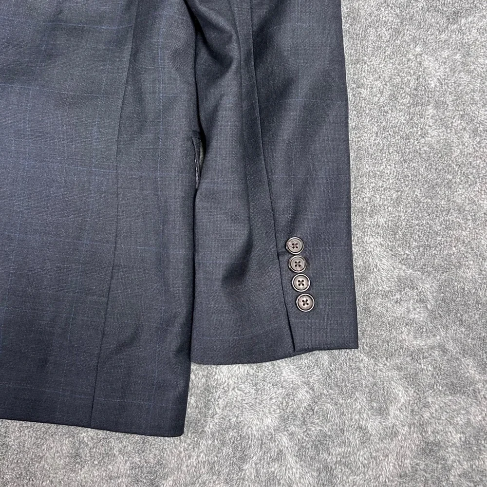 Lauren Ralph Lauren Blazer Windowpane Plaid  100% Wool Charcoal Gray Mens 42R